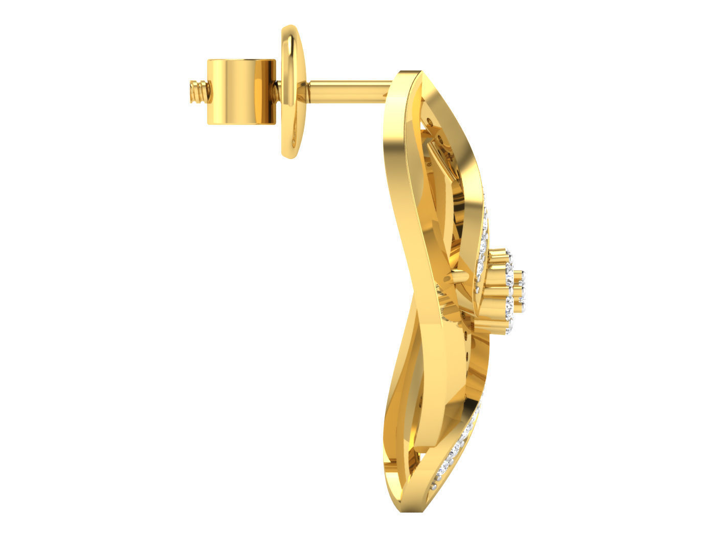 Solitaire Earrings 3dm STL OBJ FBX Renders Details 3D print model_2