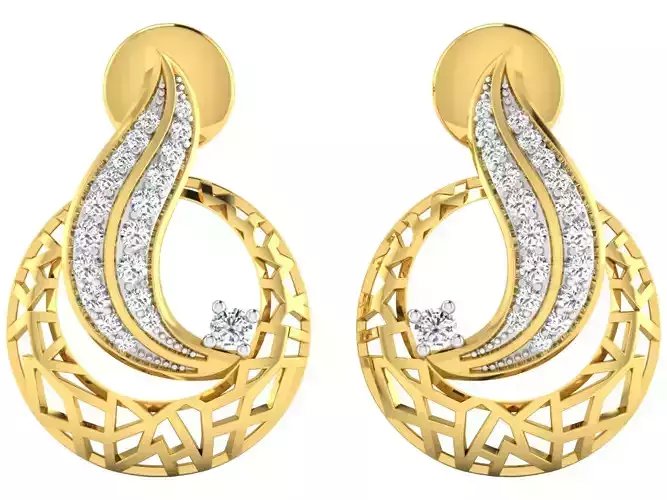 Solitaire Earrings 3dm STL OBJ FBX Renders Details