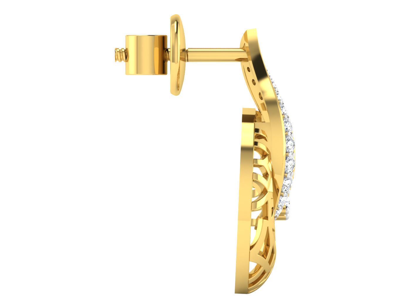 Solitaire Earrings 3dm STL OBJ FBX Renders Details 3D print model_2