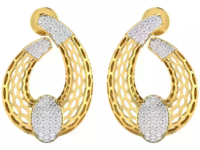 Solitaire Earrings 3dm STL OBJ FBX Renders Details