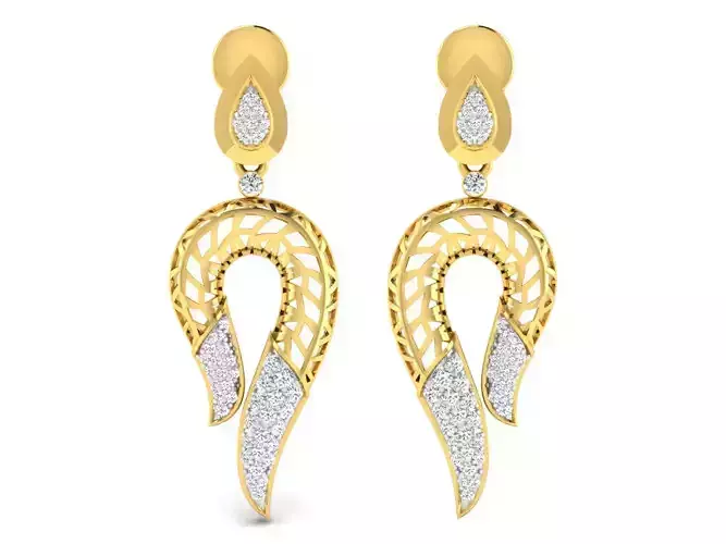 Solitaire Drop Earrings 3dm STL OBJ FBX Renders Details