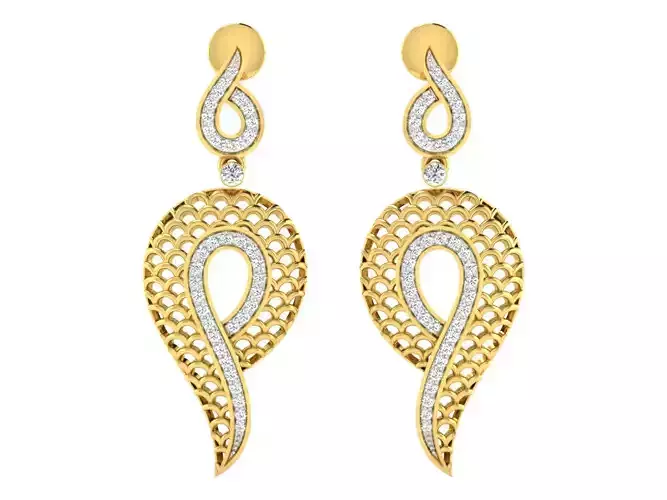 Solitaire Drop Earrings 3dm STL OBJ FBX Renders Details