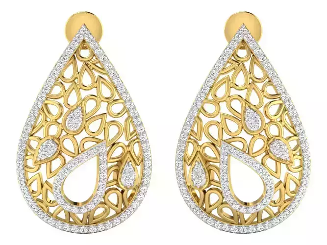 Solitaire Earrings 3dm STL OBJ FBX Renders Details