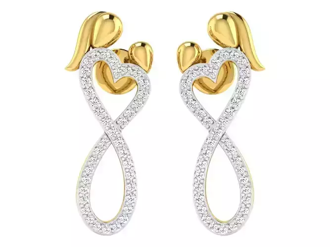 Solitaire Drop Earrings 3dm STL OBJ FBX Renders Details