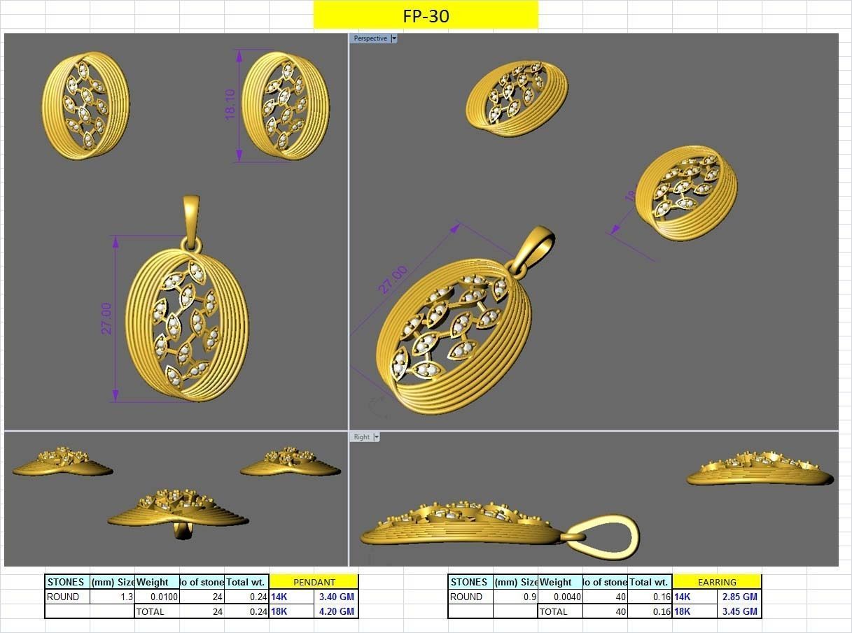Solitaire Earrings 3dm STL OBJ FBX Renders Details 3D print model_4