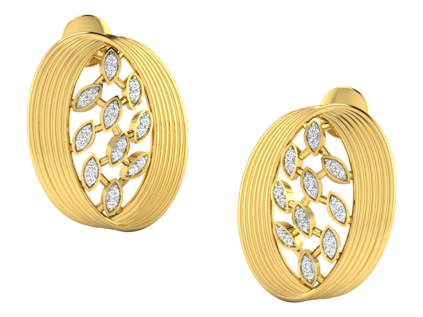 Solitaire Earrings 3dm STL OBJ FBX Renders Details 3D print model_1