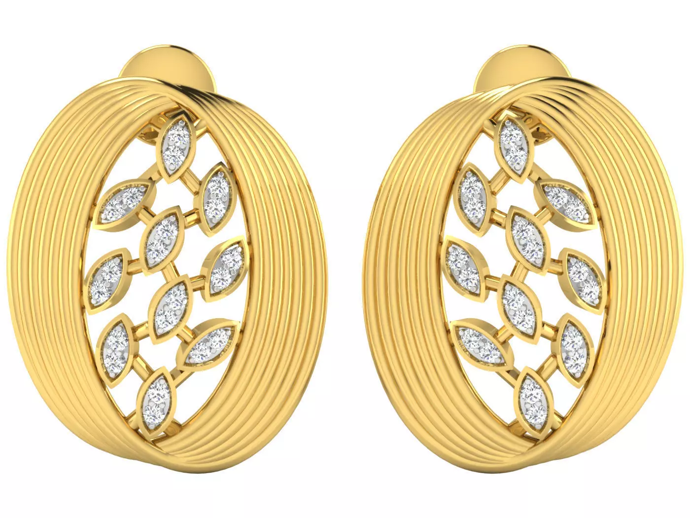 Solitaire Earrings 3dm STL OBJ FBX Renders Details 3D print model_0