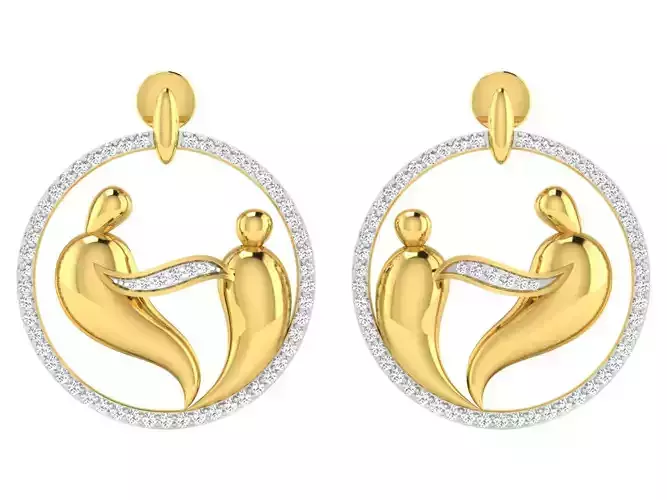 Solitaire Earrings 3dm STL OBJ FBX Renders Details