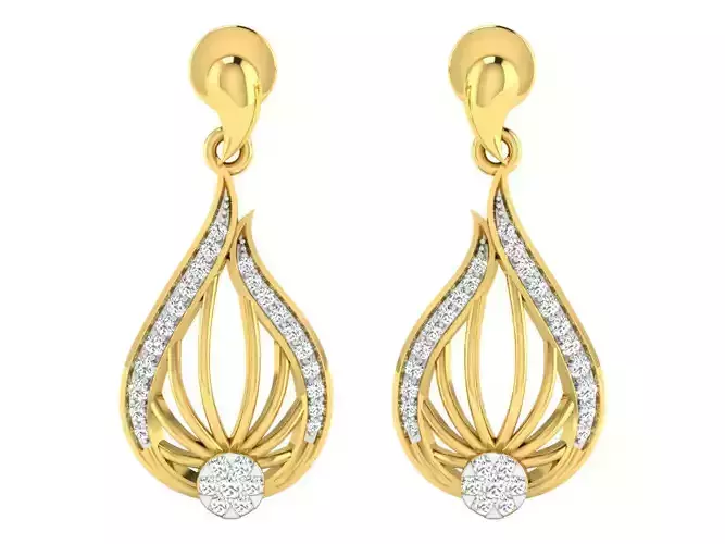 Solitaire Drop Earrings 3dm STL OBJ FBX Renders Details