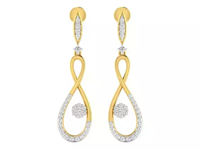 Solitaire Drop Earrings 3dm STL OBJ FBX Renders Details