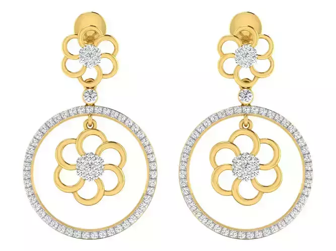 Solitaire Drop Earrings 3dm STL OBJ FBX Renders Details