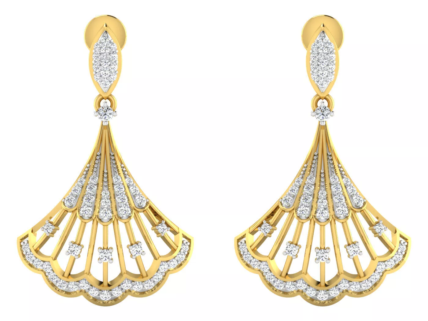 Solitaire Drop Earrings 3dm STL OBJ FBX Renders Details 3D print model
