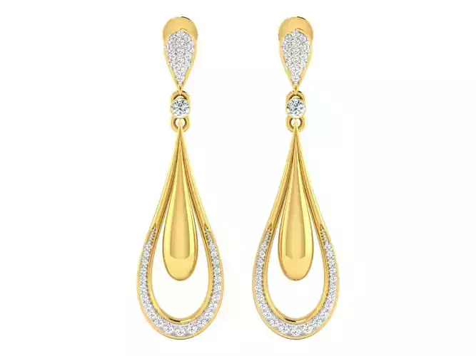 Solitaire Drop  Earrings 3dm STL OBJ FBX Renders Details