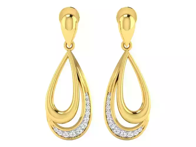 Solitaire Drop Earrings 3dm STL OBJ FBX Renders Details