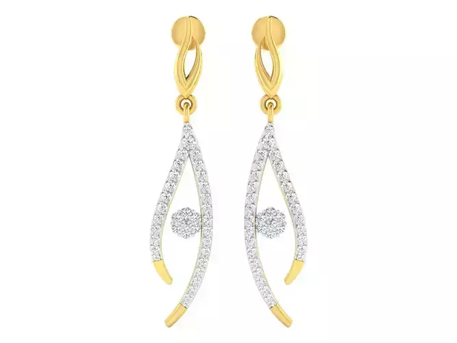 Solitaire  Drop Earrings 3dm STL OBJ FBX Renders Details
