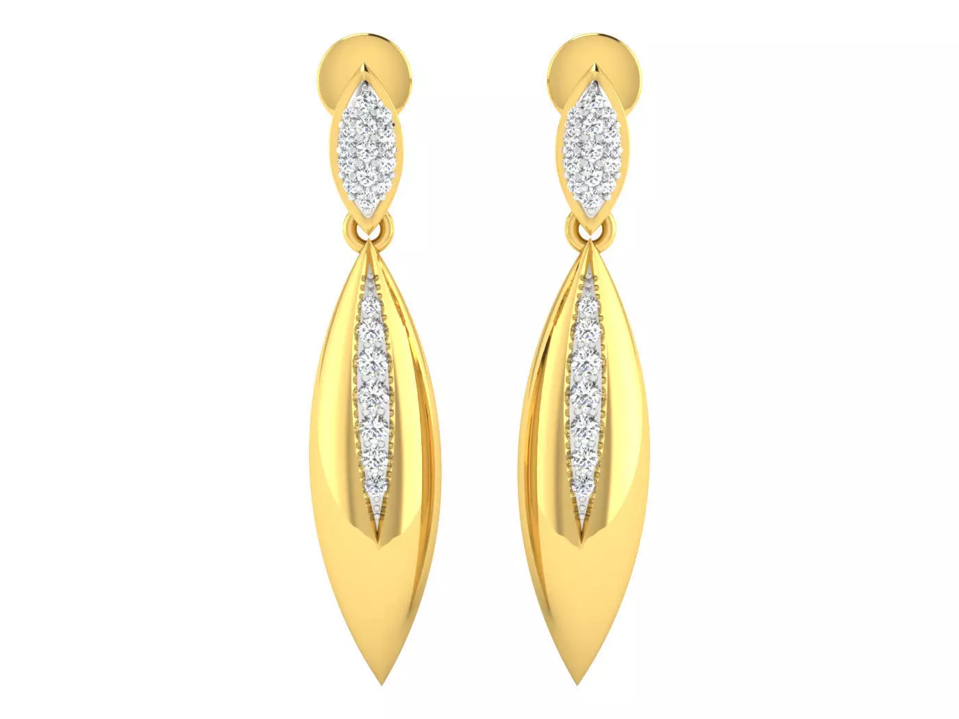 Solitaire Drop Earrings 3dm STL OBJ FBX Renders Details 3D print model_0