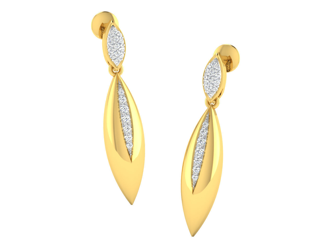 Solitaire Drop Earrings 3dm STL OBJ FBX Renders Details 3D print model_1