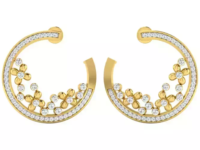 Solitaire Earrings 3dm STL OBJ FBX Renders Details