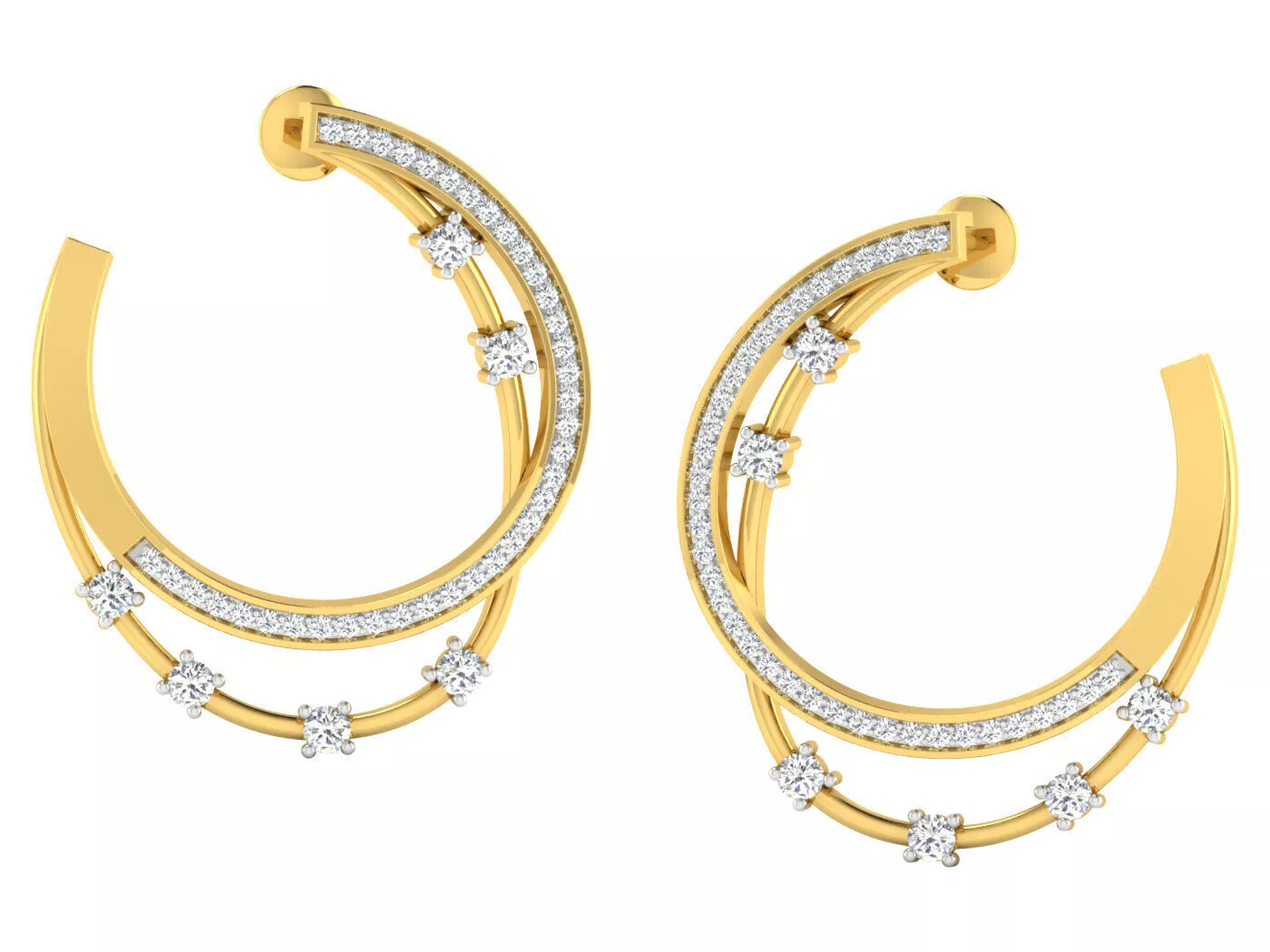 Solitaire Earrings 3dm STL OBJ FBX Renders Details 3D print model