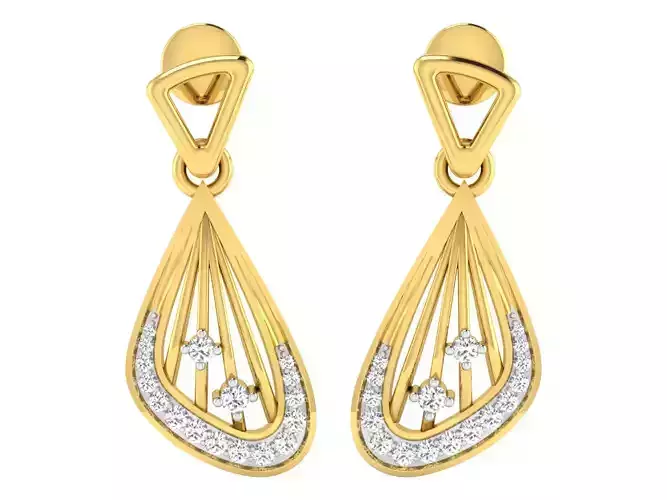Solitaire Drop Earrings 3dm STL OBJ FBX Renders Details