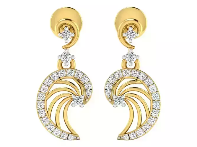 Solitaire Drop Earrings 3dm STL OBJ FBX Renders Details