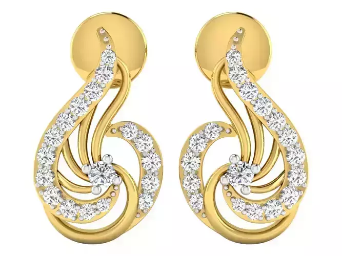 Solitaire Earrings 3dm STL OBJ FBX Renders Details