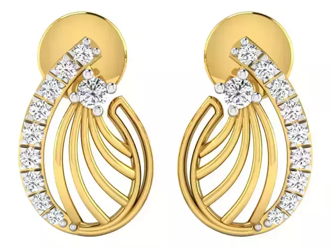 Solitaire Earrings 3dm STL OBJ FBX Renders Details