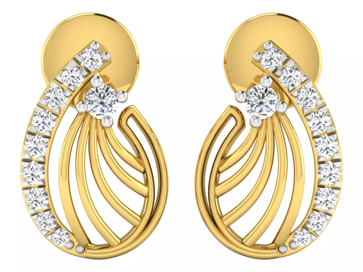 Solitaire Earrings 3dm STL OBJ FBX Renders Details 3D print model_0