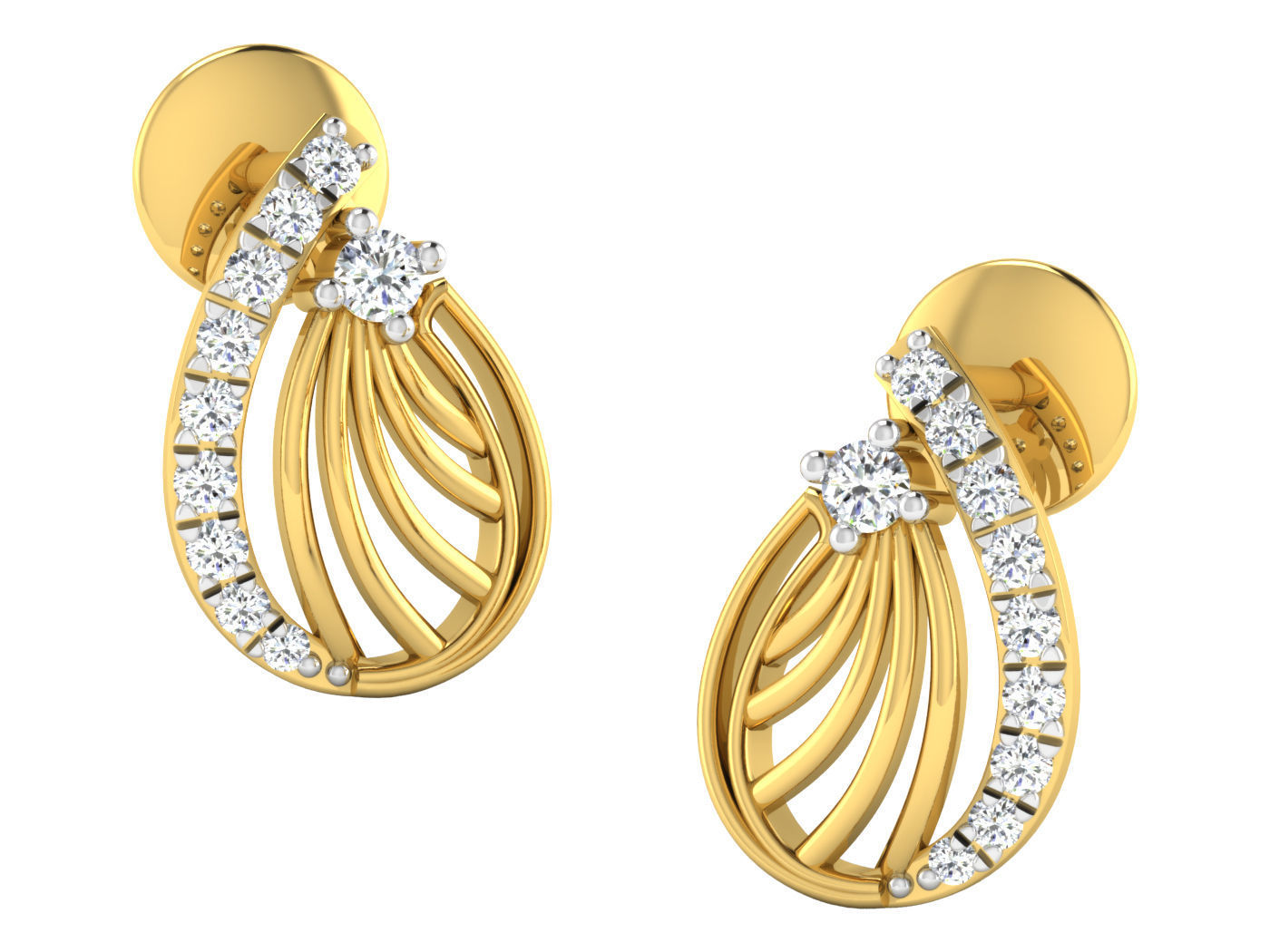 Solitaire Earrings 3dm STL OBJ FBX Renders Details 3D print model_3