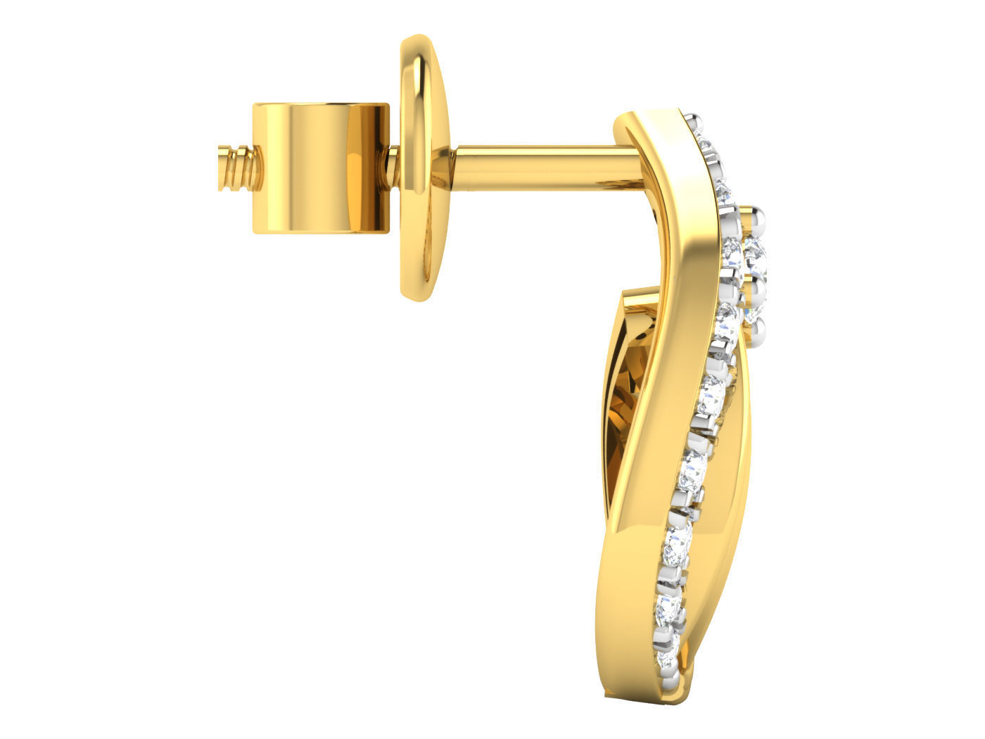 Solitaire Earrings 3dm STL OBJ FBX Renders Details 3D print model_4