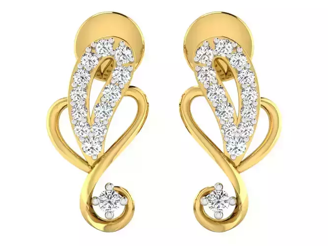 Solitaire Earrings 3dm STL OBJ FBX Renders Details