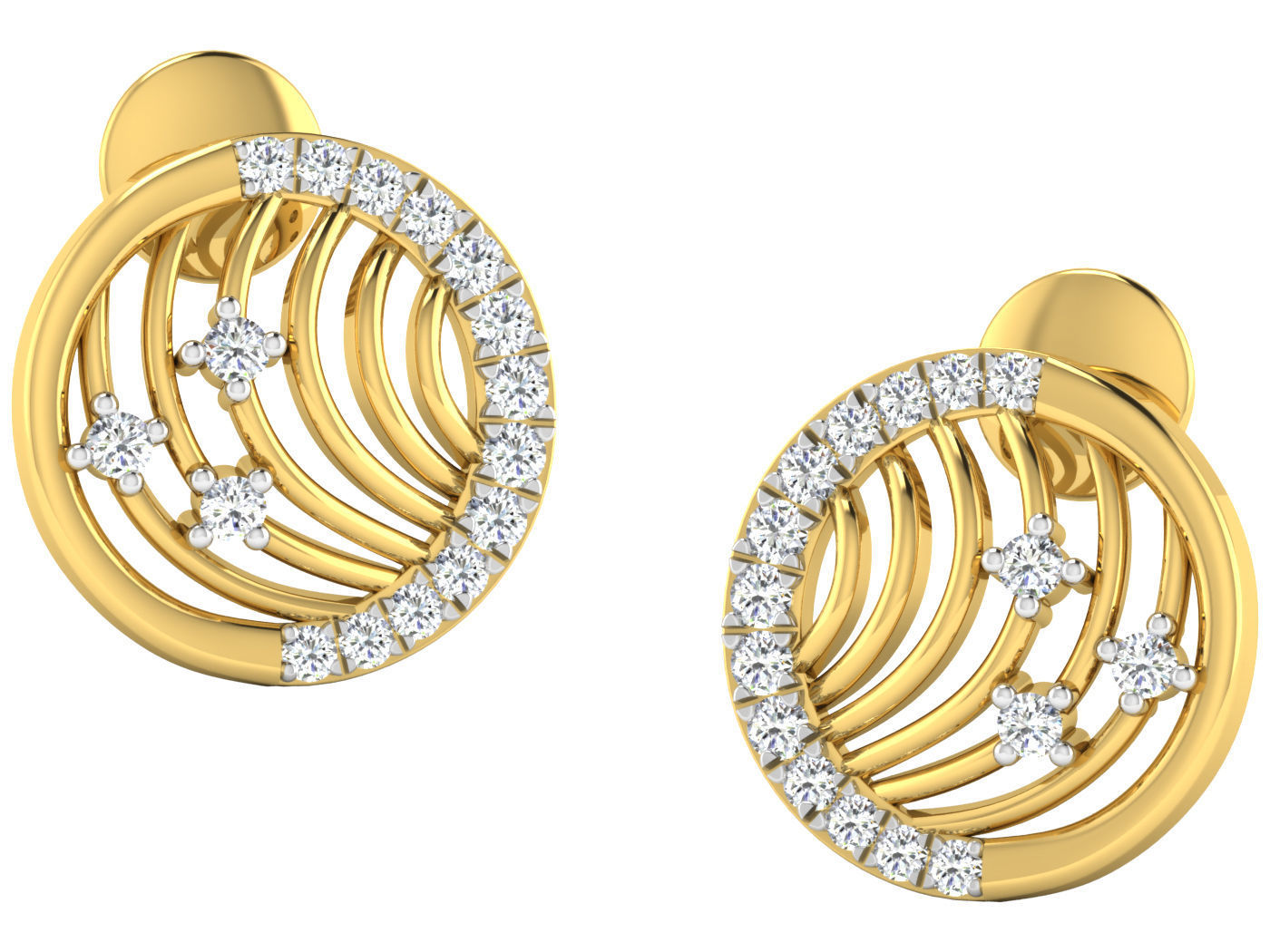Solitaire Earrings 3dm STL OBJ FBX Renders Details 3D print model_4