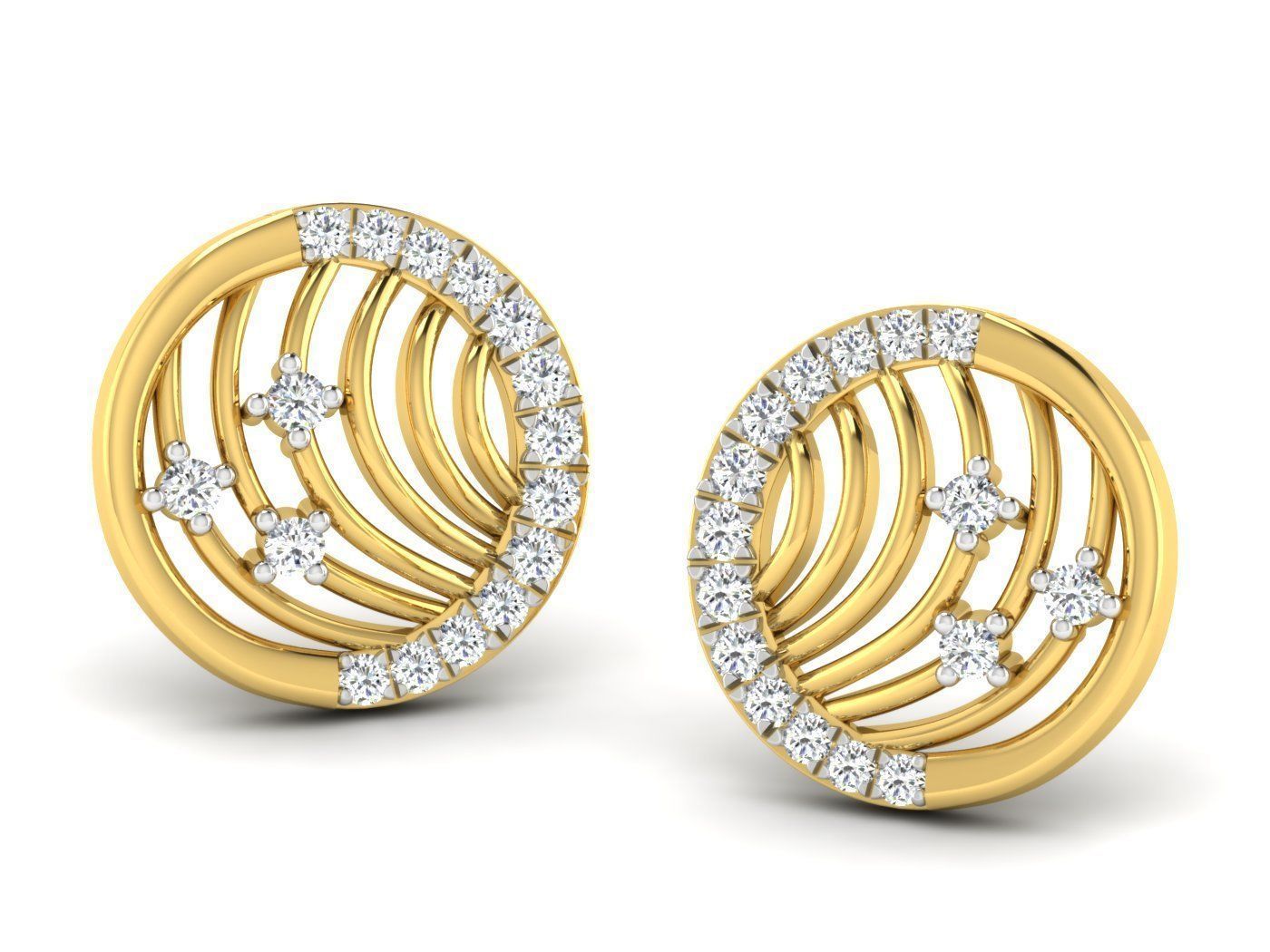 Solitaire Earrings 3dm STL OBJ FBX Renders Details 3D print model_1