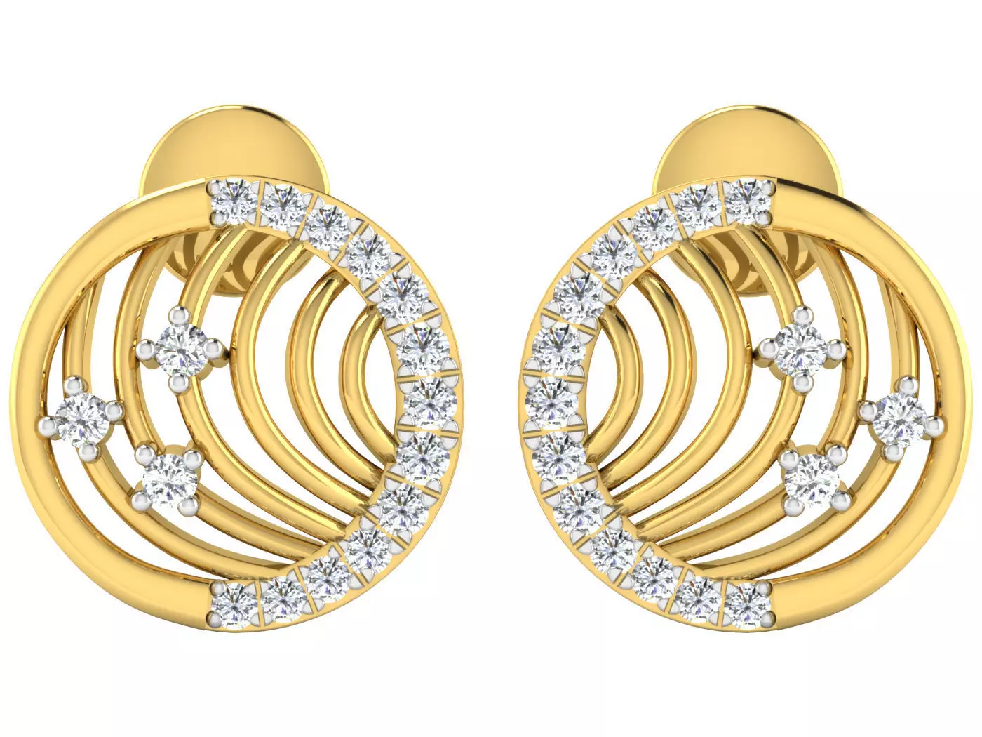 Solitaire Earrings 3dm STL OBJ FBX Renders Details 3D print model_0