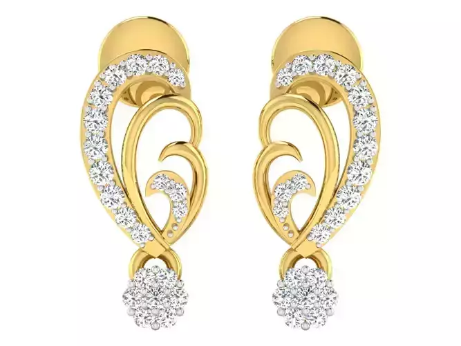 Solitaire Earrings 3dm STL OBJ FBX Renders Details