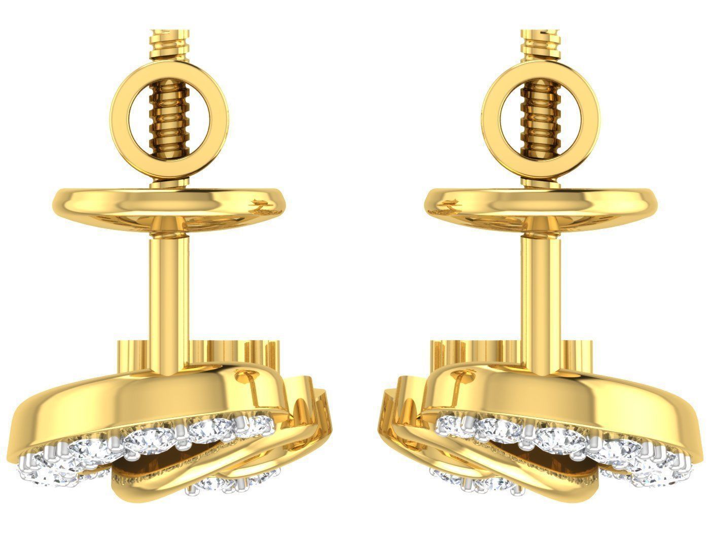 Solitaire Earrings 3dm STL OBJ FBX Renders Details 3D print model_5