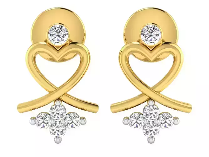 Solitaire Drop Earrings 3dm STL OBJ FBX Renders Details