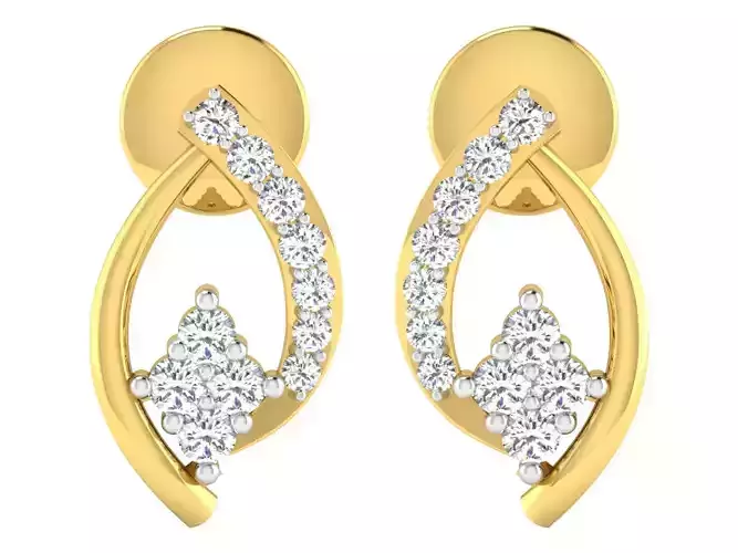 Solitaire Earrings 3dm STL OBJ FBX Renders Details