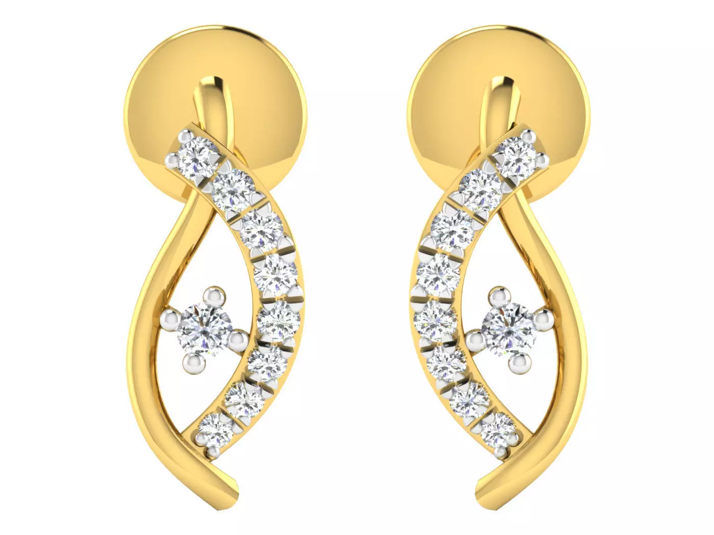 Solitaire Earrings 3dm STL OBJ FBX Renders Details 3D print model_0