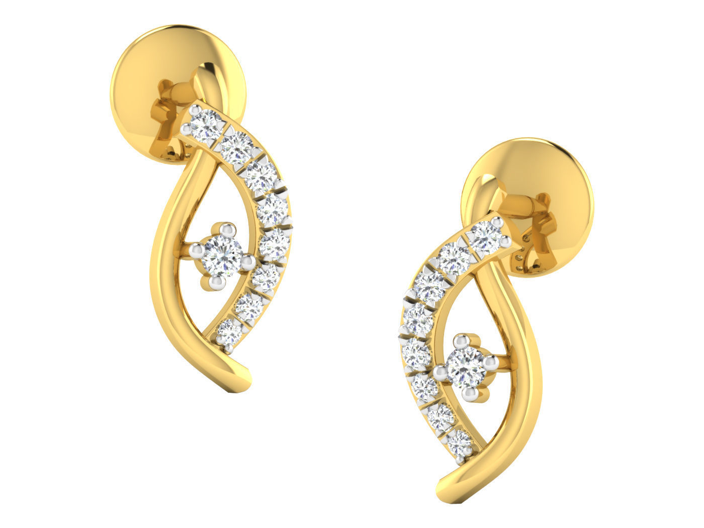 Solitaire Earrings 3dm STL OBJ FBX Renders Details 3D print model_3