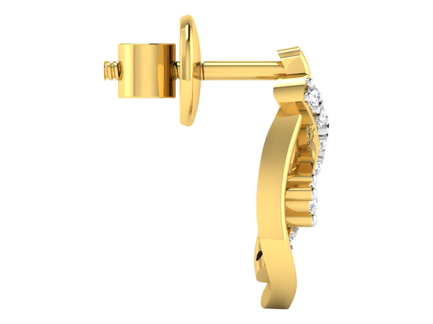 Solitaire Earrings 3dm STL OBJ FBX Renders Details 3D print model_4