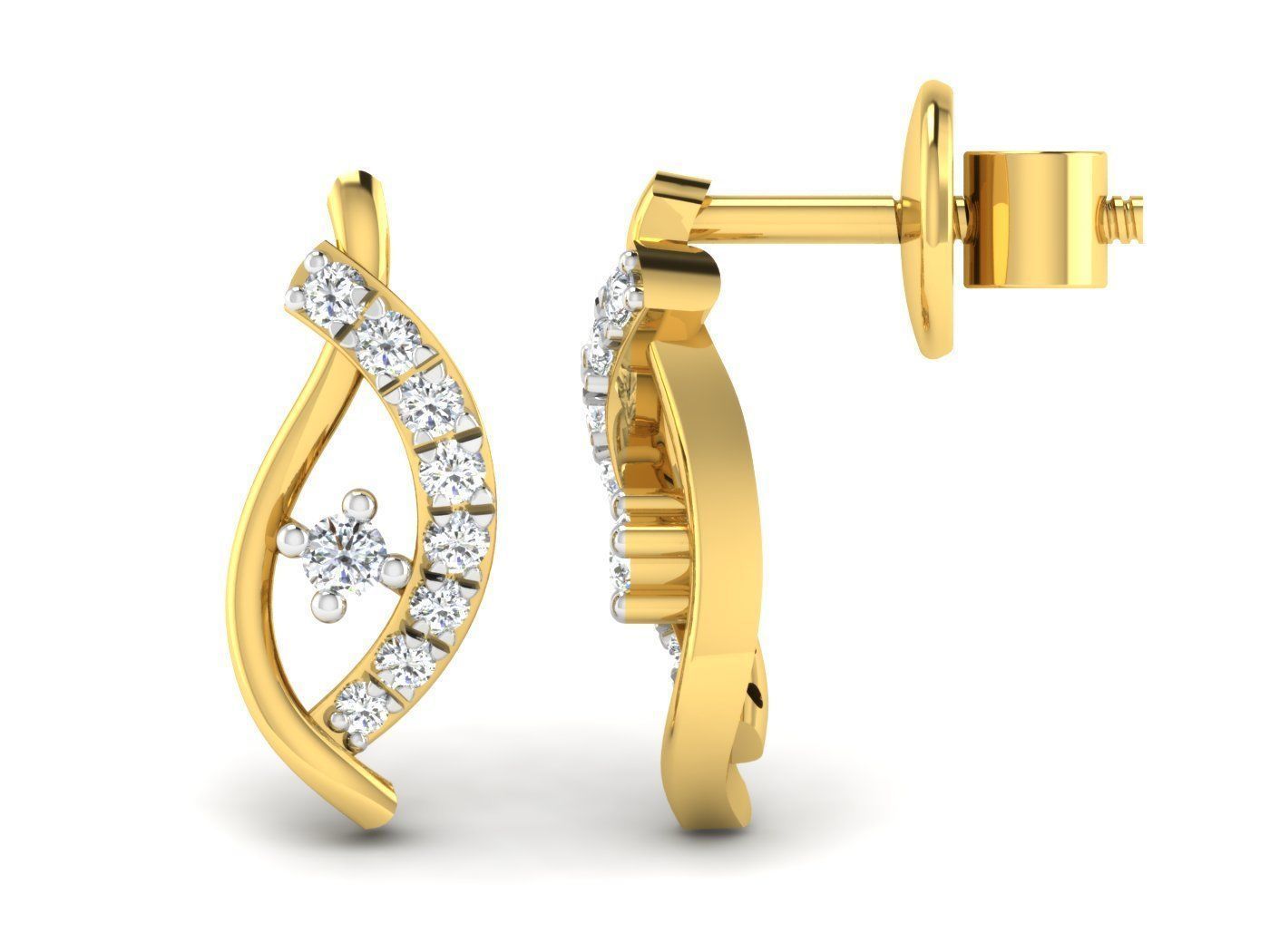 Solitaire Earrings 3dm STL OBJ FBX Renders Details 3D print model_2