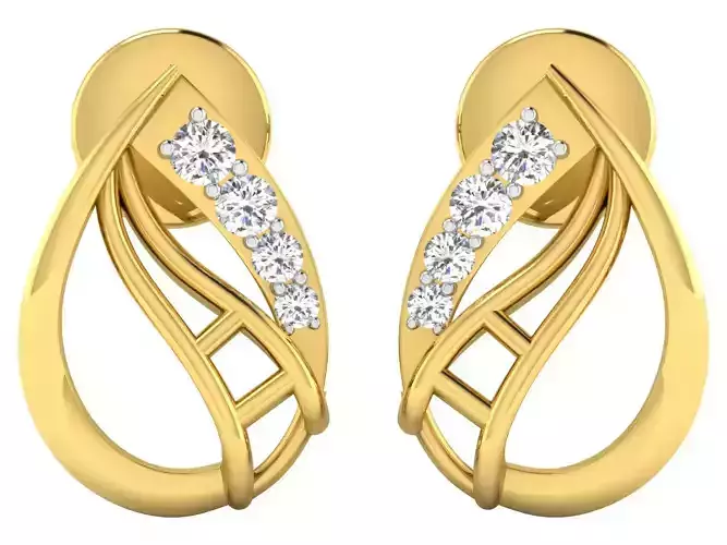 Solitaire Earrings 3dm STL OBJ FBX Renders Details