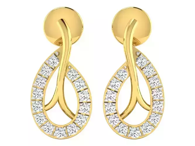 Solitaire Drop Earrings 3dm STL OBJ FBX Renders Details