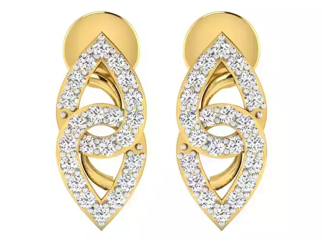 Solitaire Earrings 3dm STL OBJ FBX Renders Details