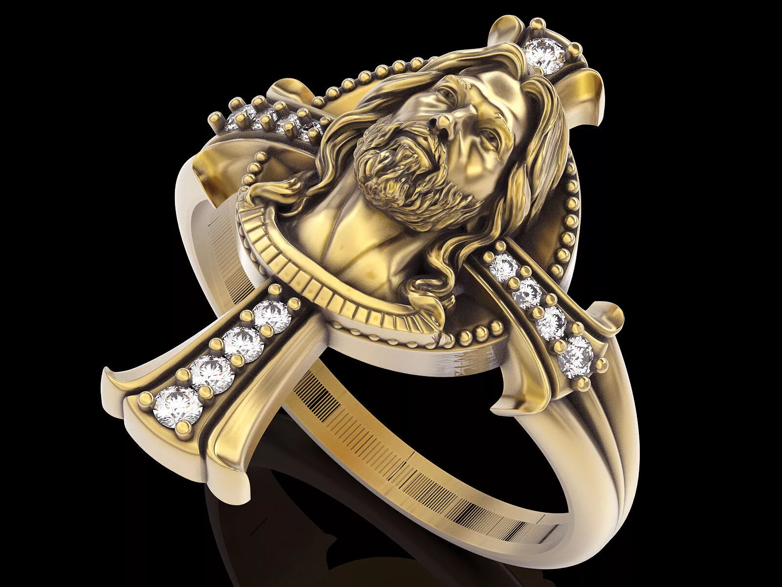 Jesus cross ring printable jewelry silver gold 3D model 3D print model