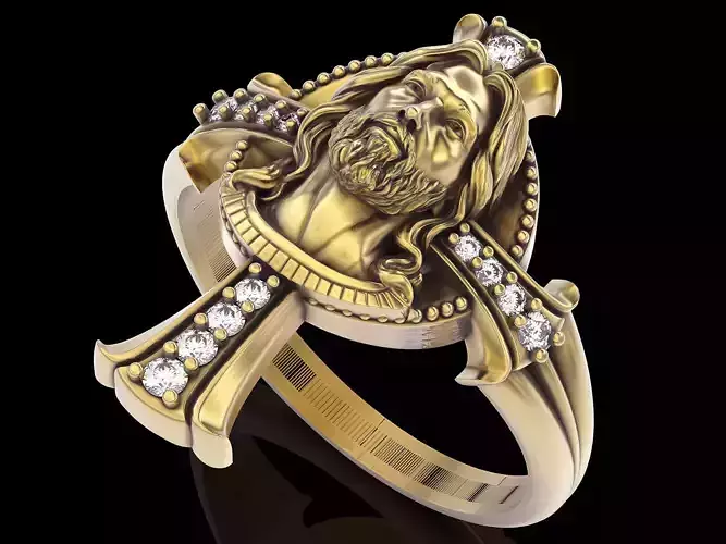 Jesus cross ring printable jewelry silver  gold 3D model