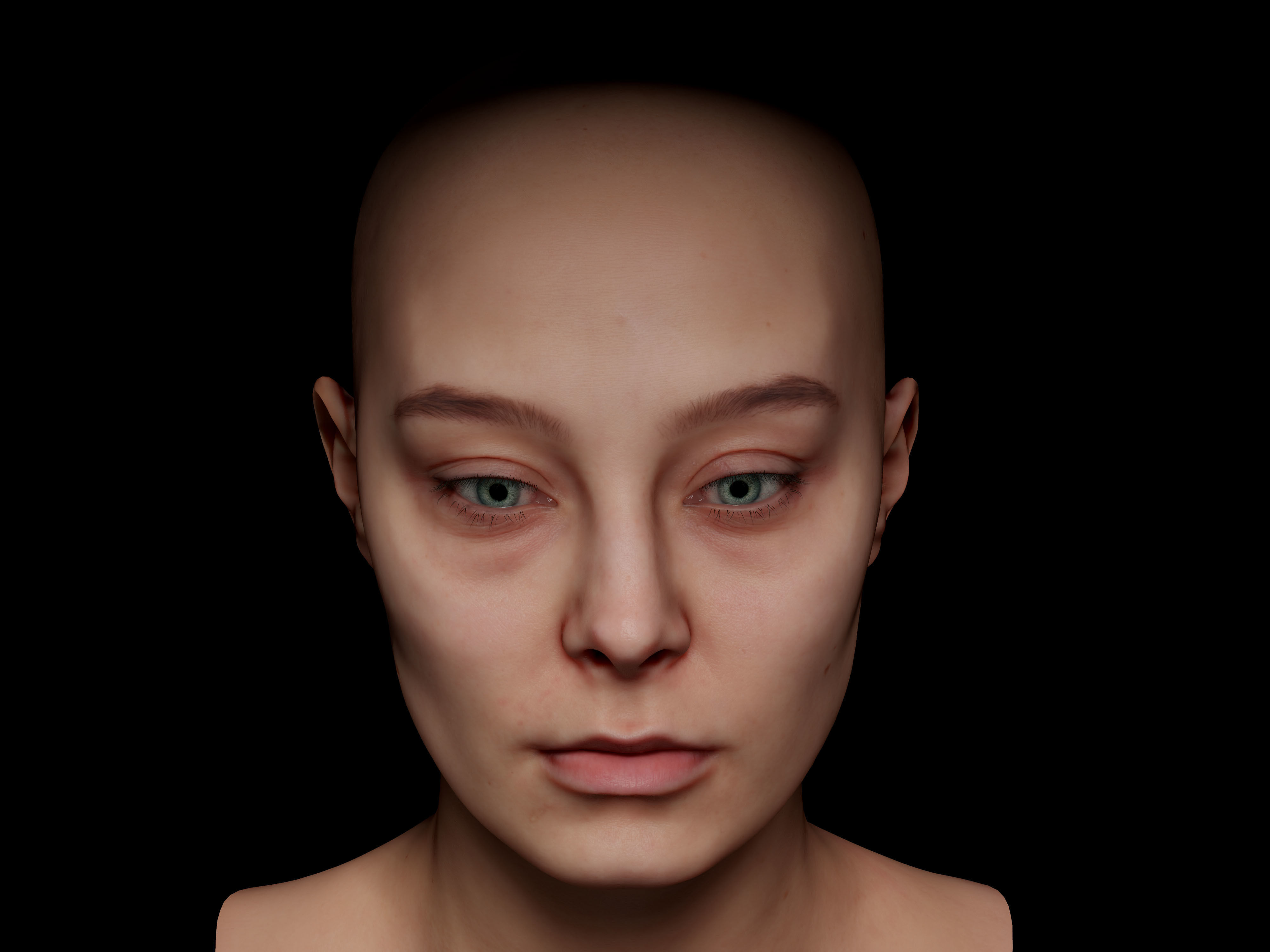 Retopologized Head Scan Anneli 3D model_9