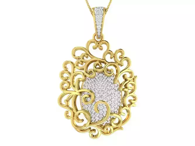 Solitaire Women Pendant 3dm STL OBJ FBX Renders Details