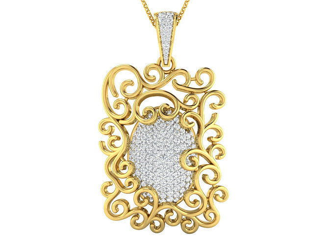 Solitaire Women Pendant 3dm STL OBJ FBX Renders Details 3D print model